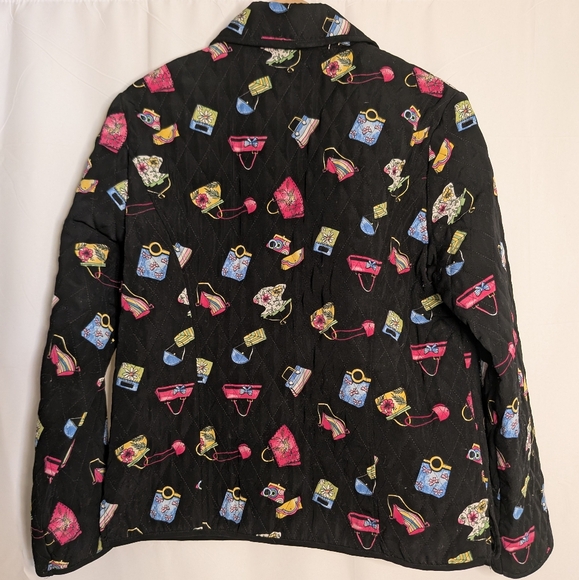 Vintage Colorful Women's Jacket with Purse Print - Picture 2 of 5